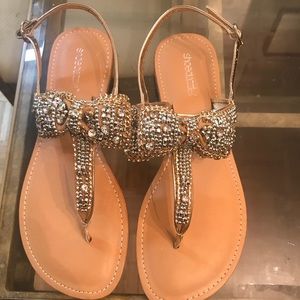 Tan rhinestone sandal